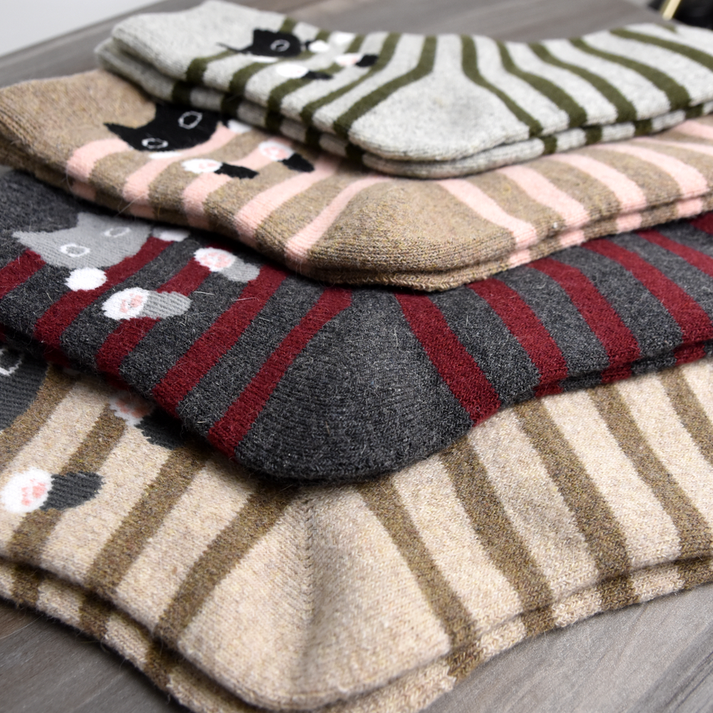
                  
                    Thick Striped Cat Socks- Beige
                  
                