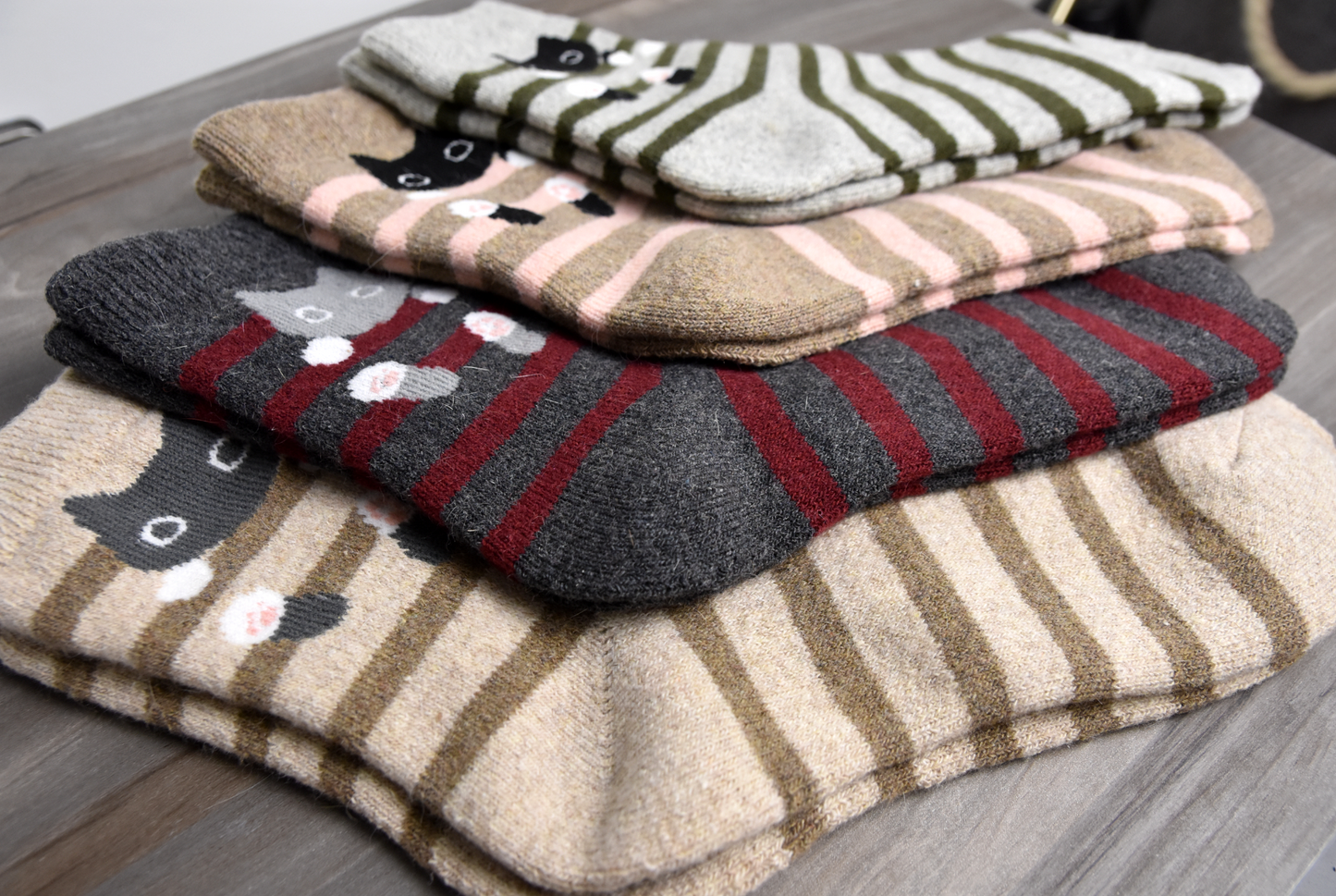 
                  
                    Thick Striped Cat Socks- Beige
                  
                