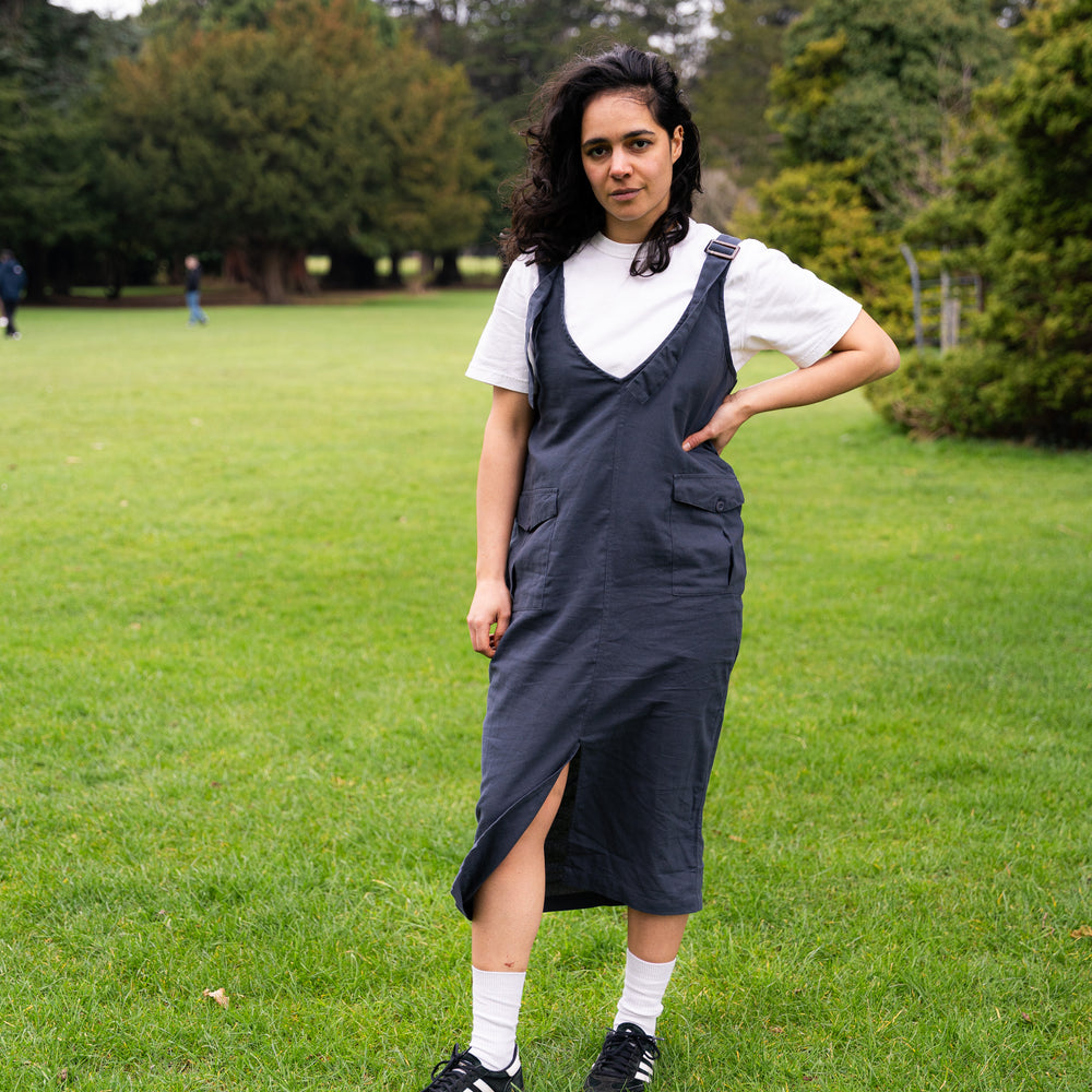
                  
                    Kantan Overall Dress with pockets and adjustable straps- Navy
                  
                
