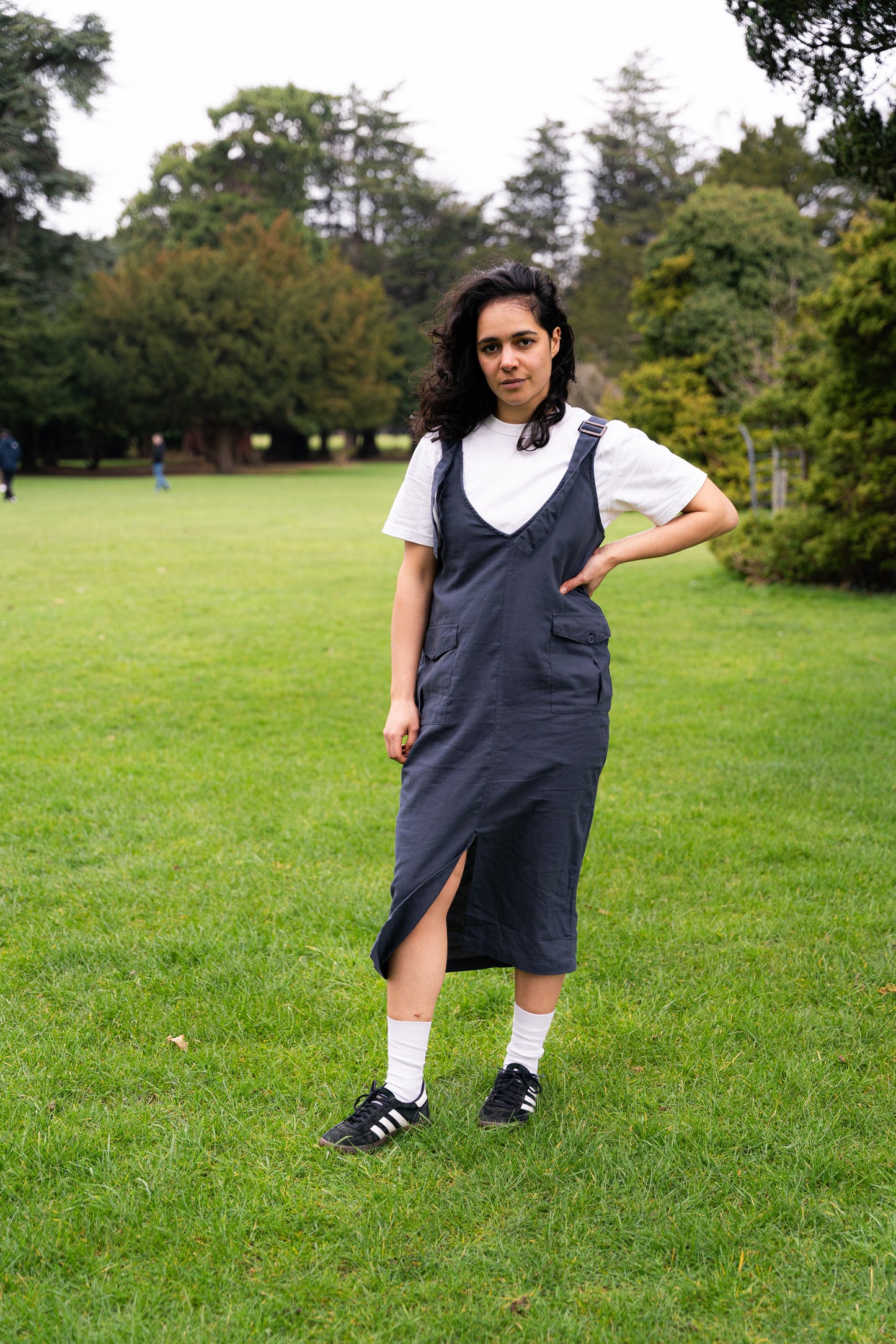 
                  
                    Kantan Overall Dress with pockets and adjustable straps- Navy
                  
                