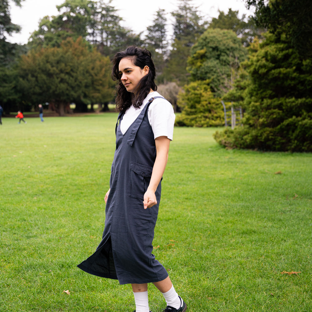 
                  
                    Kantan Overall Dress with pockets and adjustable straps- Navy
                  
                