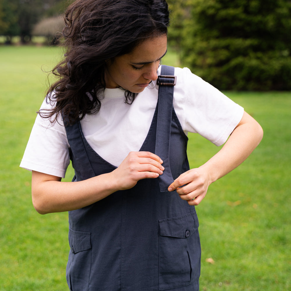 
                  
                    Kantan Overall Dress with pockets and adjustable straps- Navy
                  
                