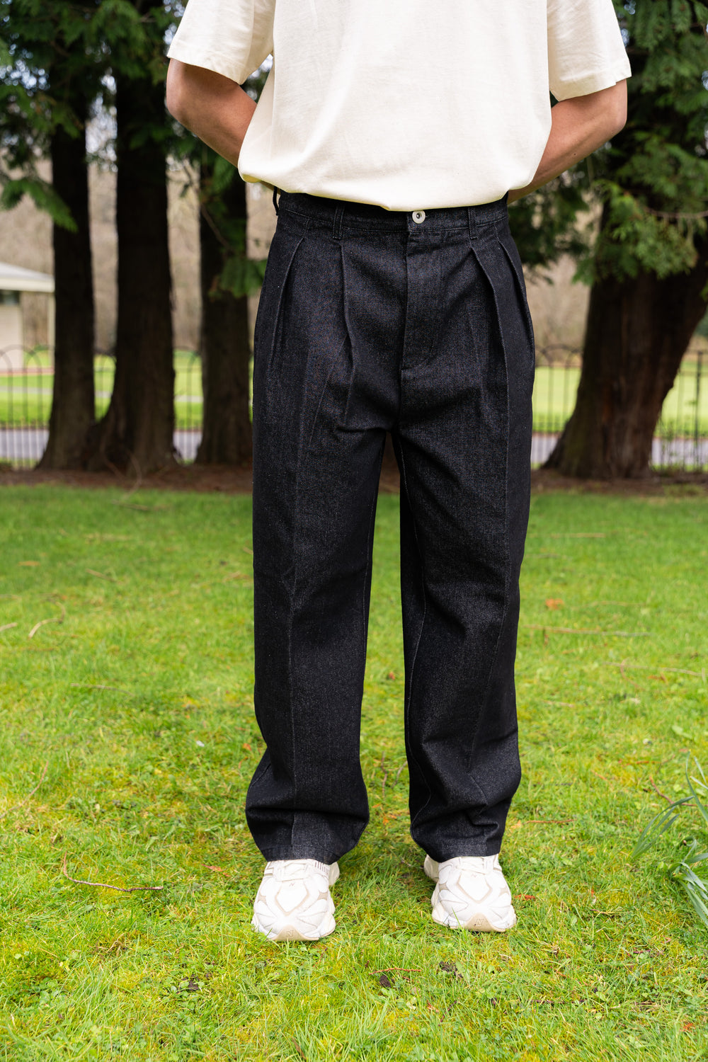 Men's Dark Denim Pants- Black