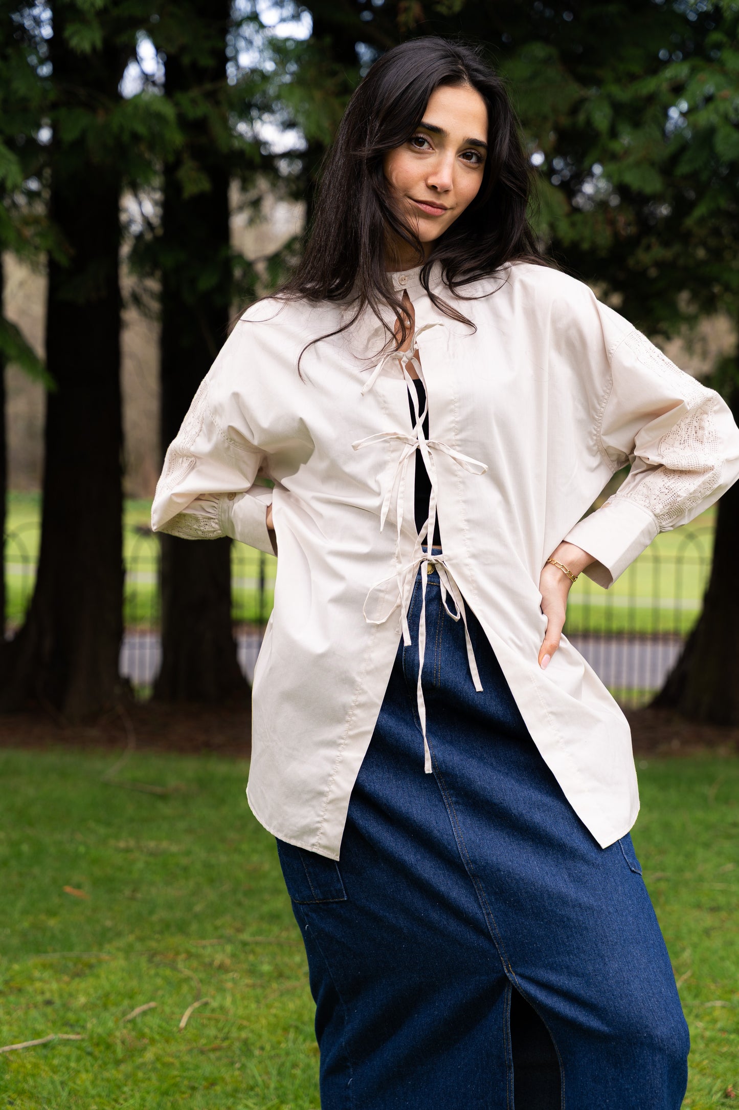 
                  
                    2 Way Blouse with Ribbons- Beige
                  
                