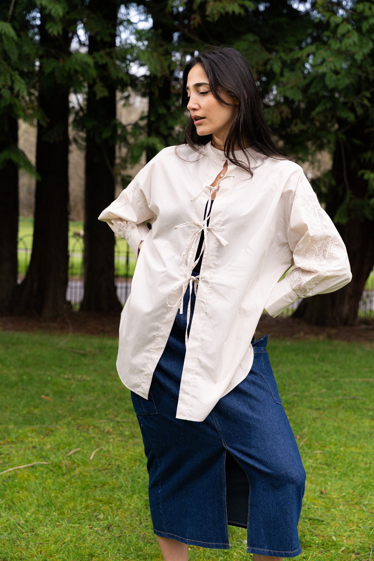
                  
                    2 Way Blouse with Ribbons- Beige
                  
                