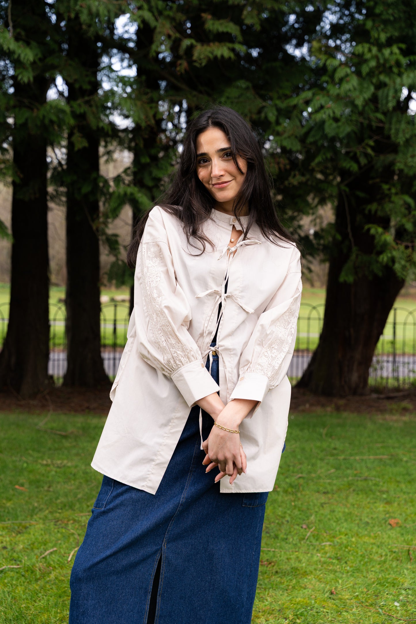 
                  
                    2 Way Blouse with Ribbons- Beige
                  
                