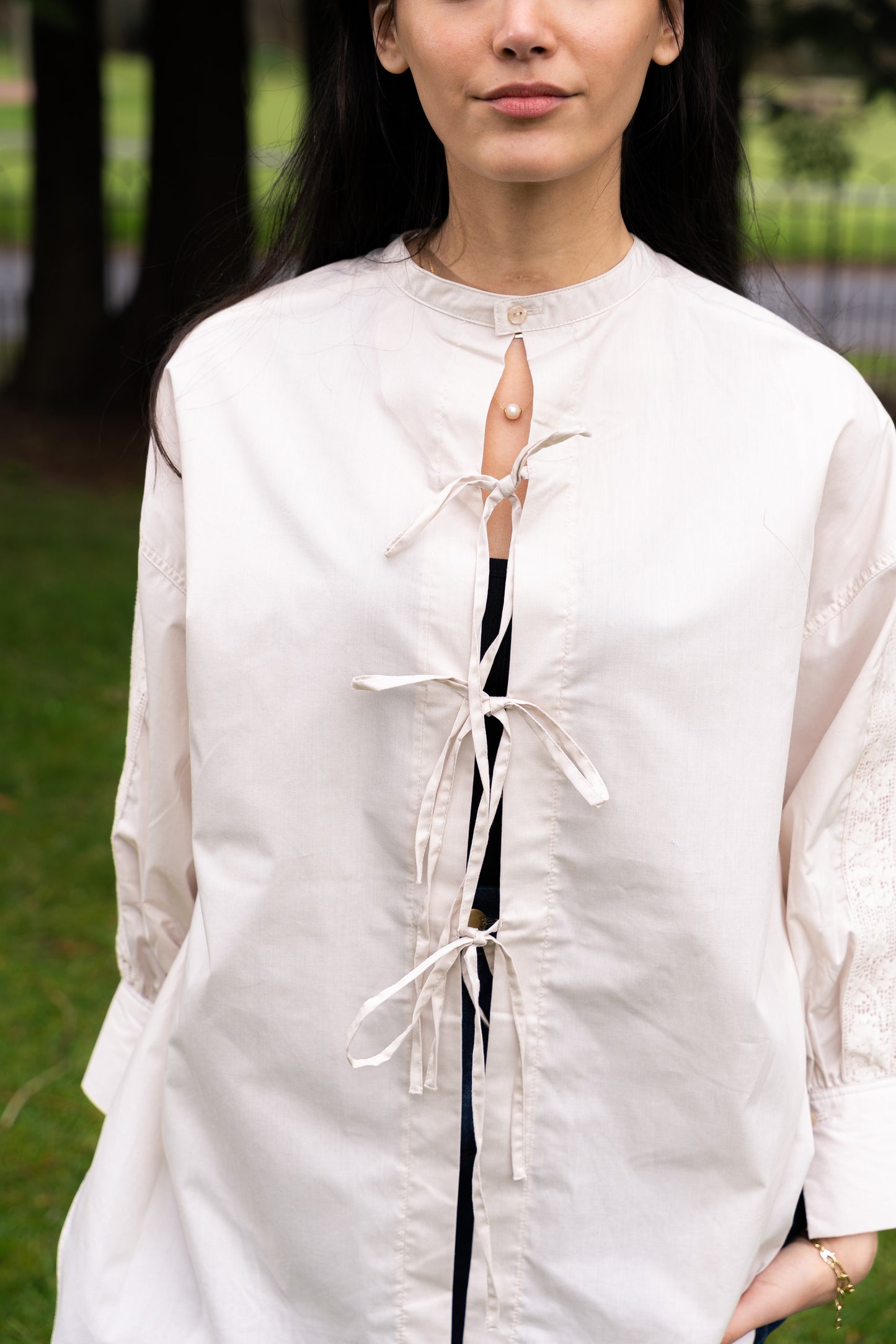 
                  
                    2 Way Blouse with Ribbons- Beige
                  
                