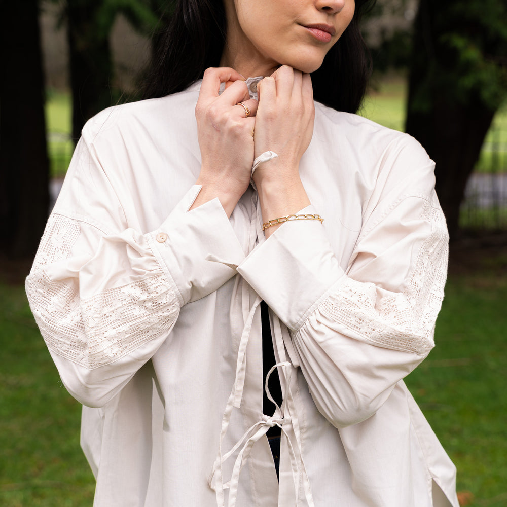 
                  
                    2 Way Blouse with Ribbons- Beige
                  
                