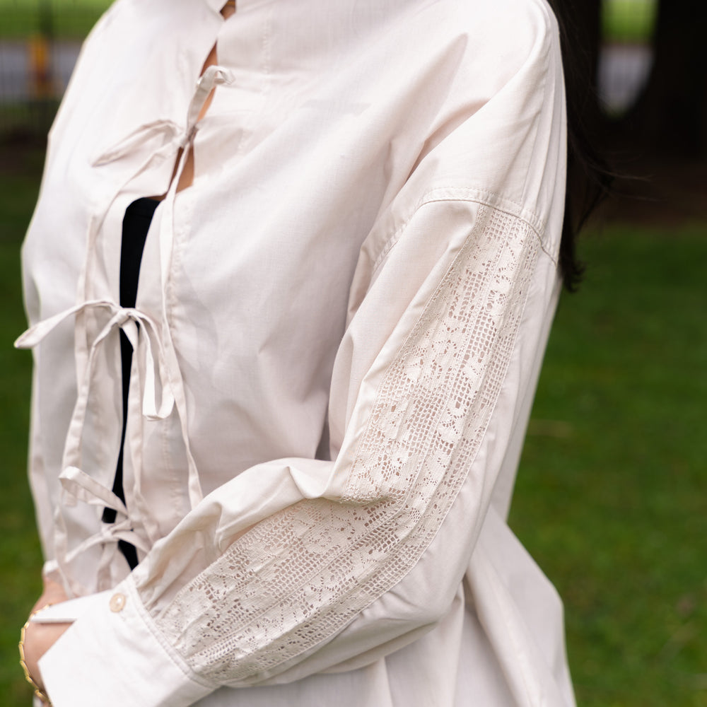 
                  
                    2 Way Blouse with Ribbons- Beige
                  
                