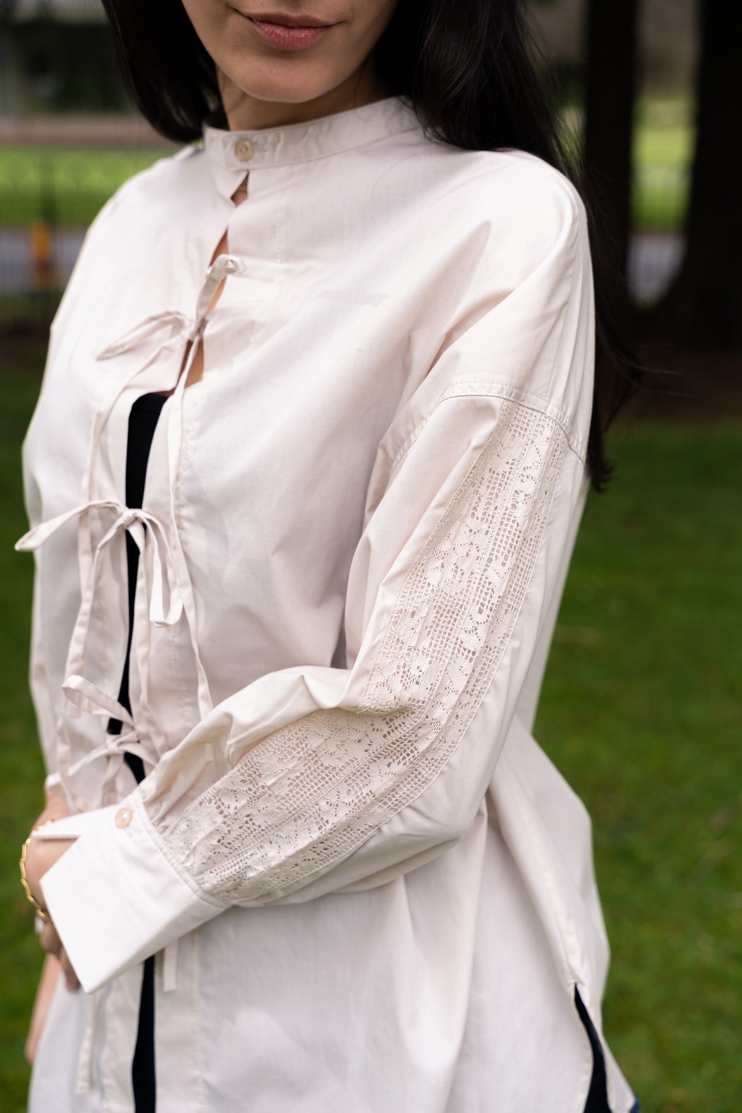 
                  
                    2 Way Blouse with Ribbons- Beige
                  
                