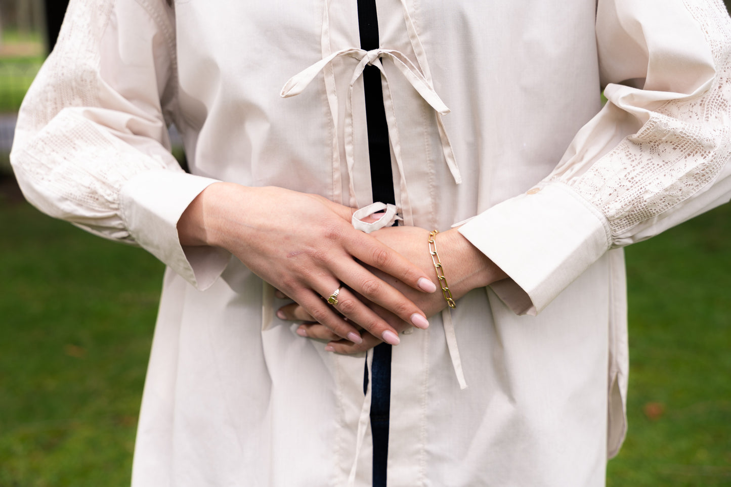 
                  
                    2 Way Blouse with Ribbons- Beige
                  
                