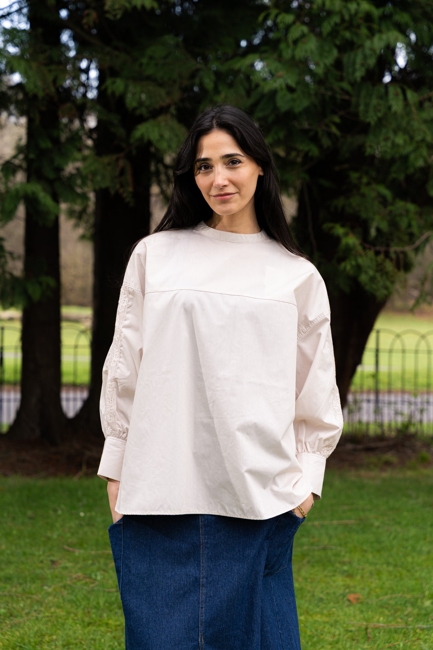 
                  
                    2 Way Blouse with Ribbons- Beige
                  
                