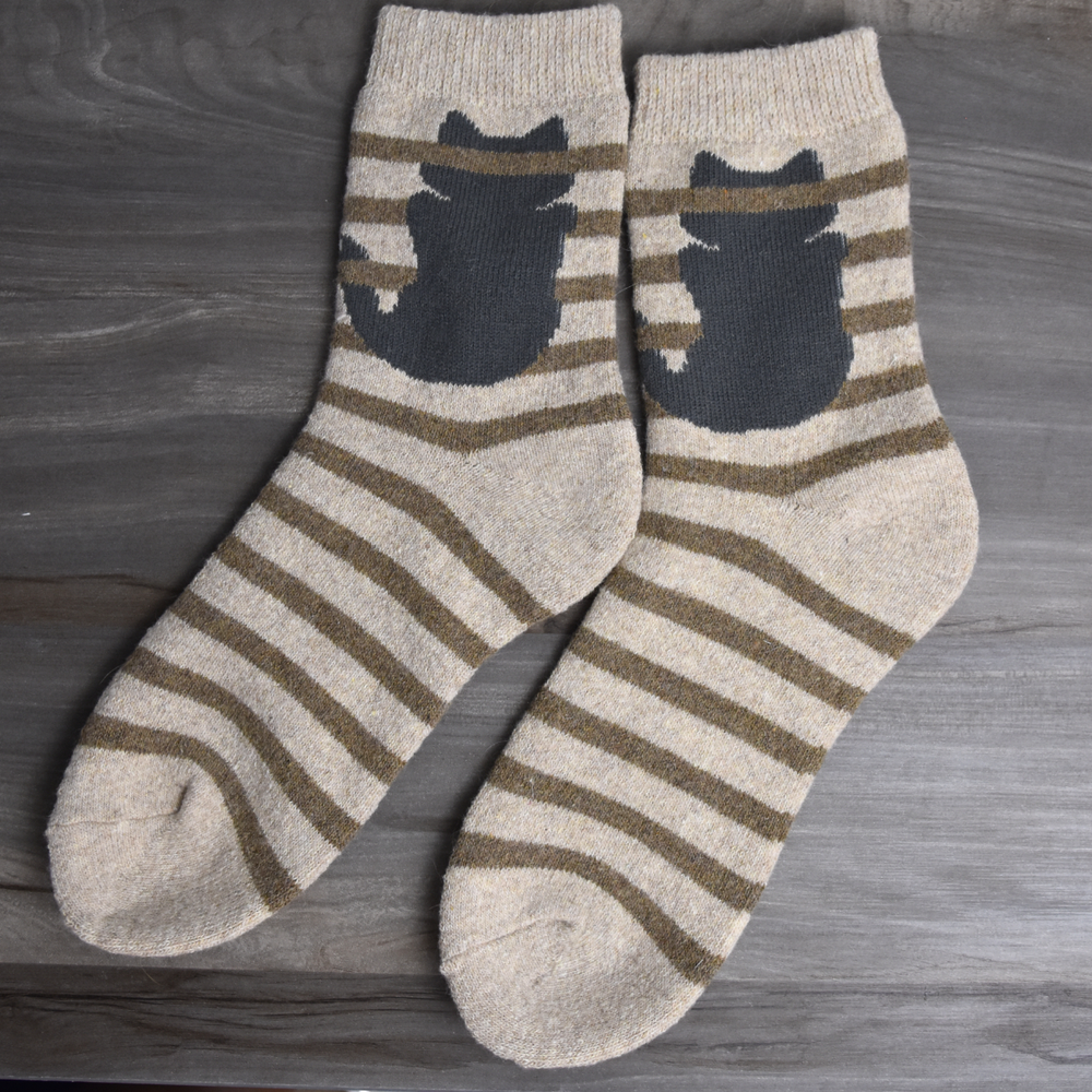 
                  
                    Thick Striped Cat Socks- Beige
                  
                