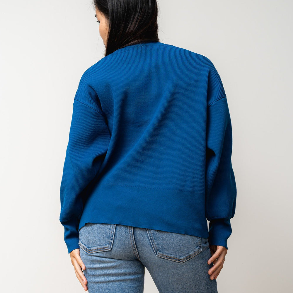 
                  
                    Kumo Fine Ribbed Knit Cardigan Sweater- Blue
                  
                