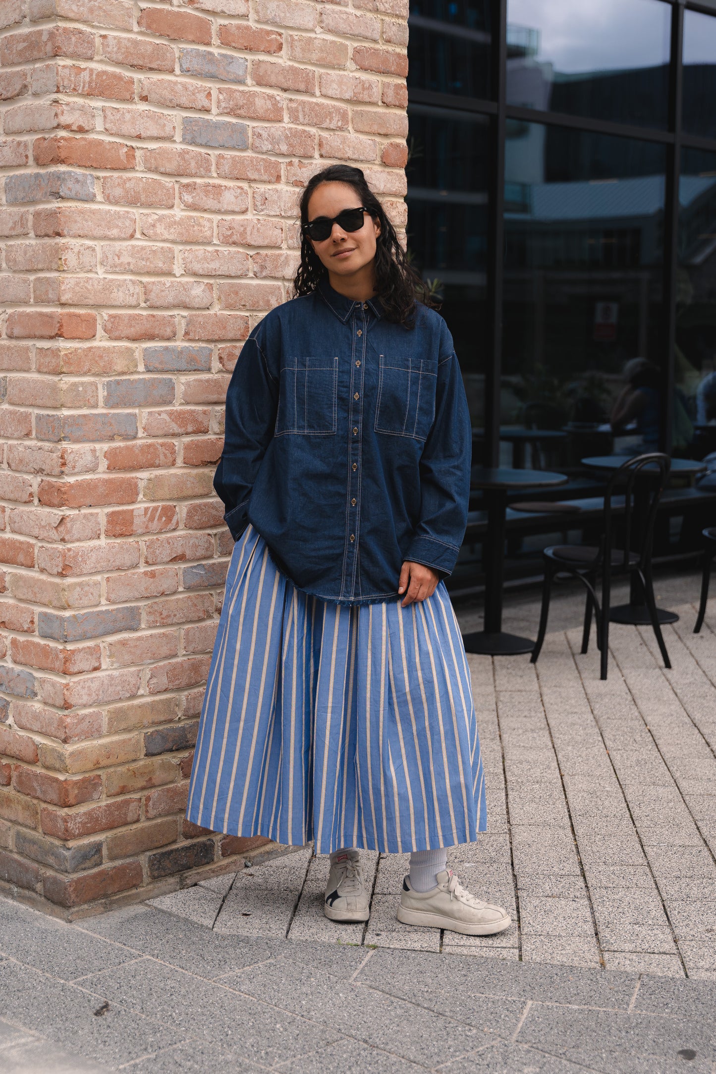 
                  
                    Denim Unisex Button Blouse
                  
                