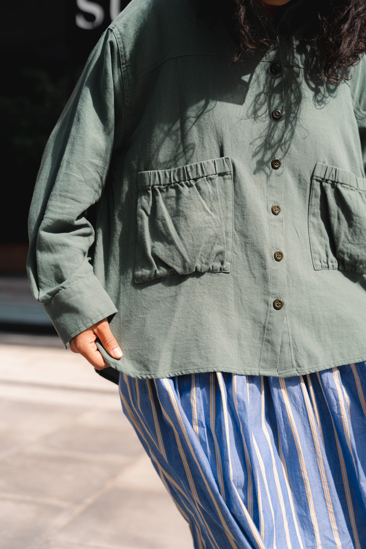 
                  
                    Midori Unisex Pocket Blouse- Green
                  
                