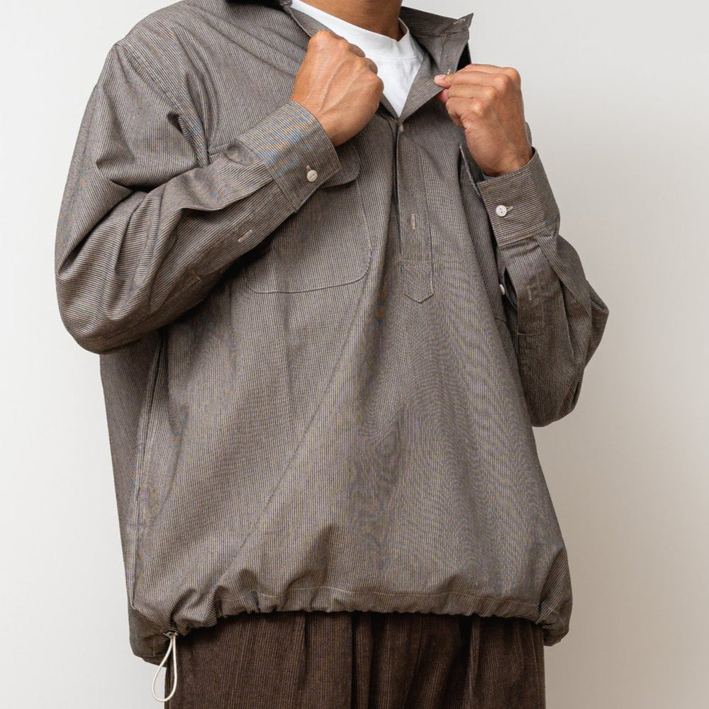 
                  
                    Kiraku Striped Pullover with adjustable chords- Brown/grey
                  
                