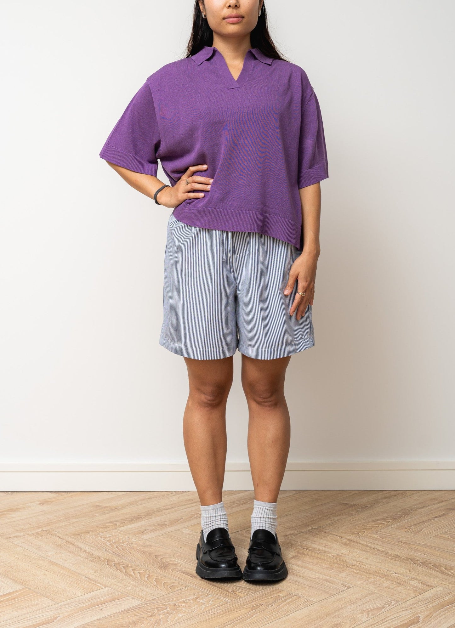 
                  
                    Murasaki Deep V Knitwear Short Sleeve- Purple
                  
                