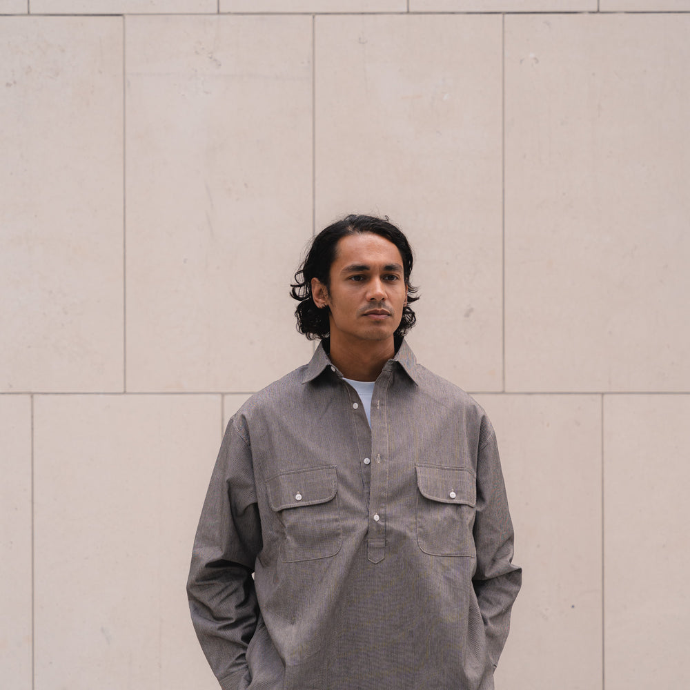 
                  
                    Kiraku Striped Pullover with adjustable chords- Brown/grey
                  
                