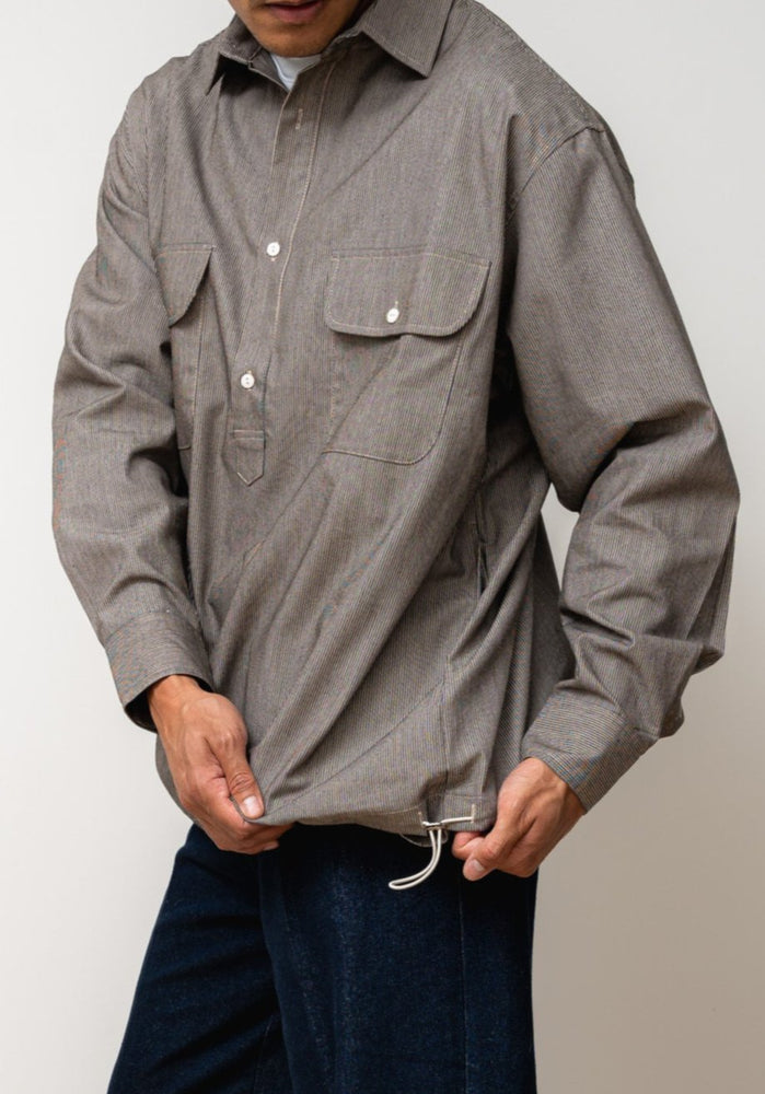 
                  
                    Kiraku Striped Pullover with adjustable chords- Brown/grey
                  
                