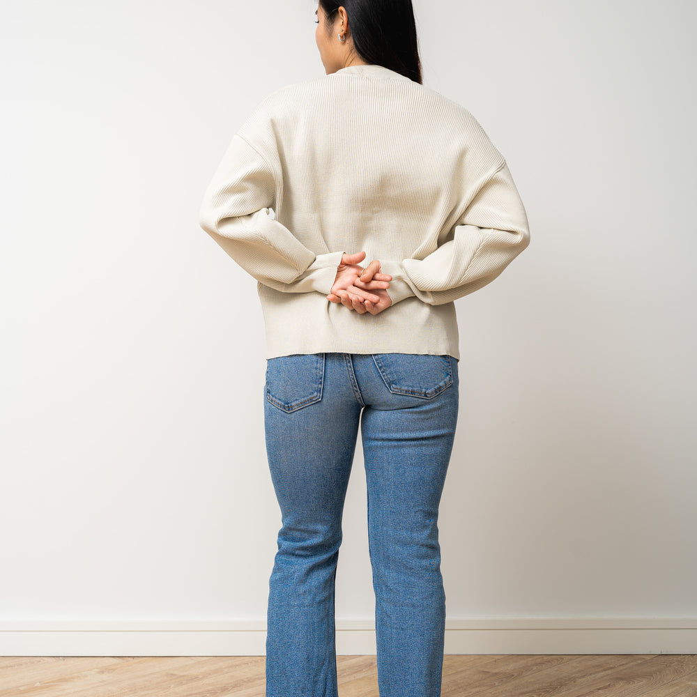
                  
                    Kumo Fine Ribbed Knit Cardigan Sweater- Beige
                  
                