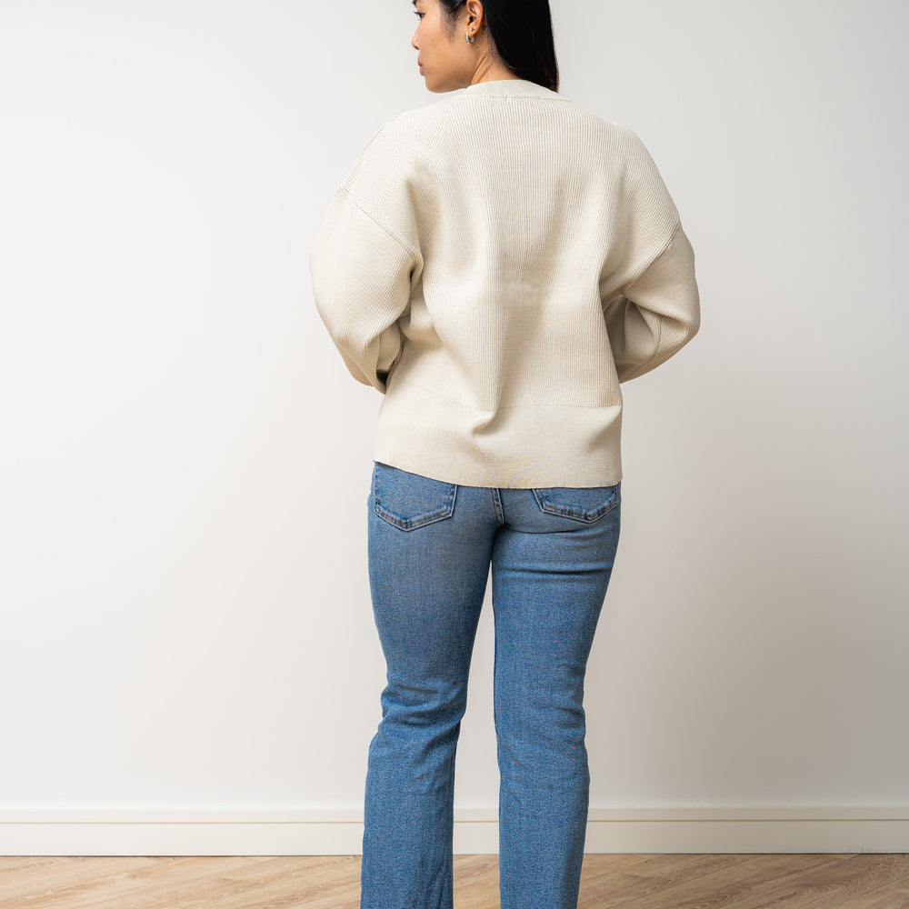 
                  
                    Kumo Fine Ribbed Knit Cardigan Sweater- Beige
                  
                
